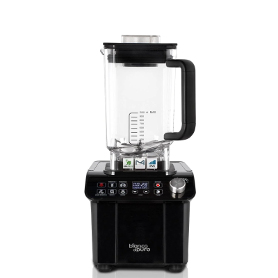 GUSTO PRO Hochleistungsmixer in Schwarz mit bürstenlosem Motor für professionelle Nährstofffreisetzung.