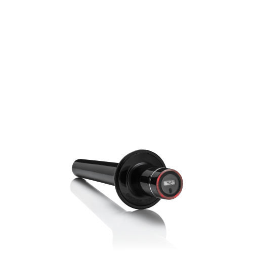 Schwarzer Stampfer T42RL mit Display und rotem LED-Ring zur Temperaturüberwachung beim Mixen.